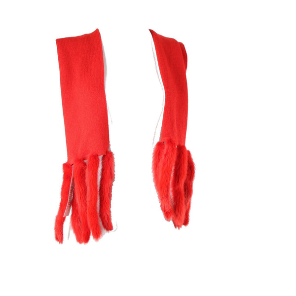Toula NEW Sz 8 Red 68 x 8 + 8 Fur Tails Multi Ways To Wear Knit Scarf