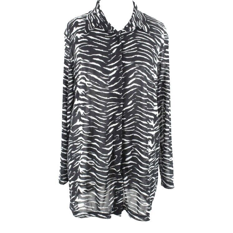 Shore Shapes NEW Sz 1X Black White Zebra Print Polyester Blend Coverup Top