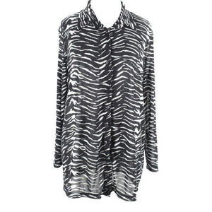 Shore Shapes NEW Sz 1X Black White Zebra Print Polyester Blend Coverup Top