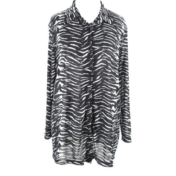 Shore Shapes NEW Sz 1X Black White Zebra Print Polyester Blend Coverup Top