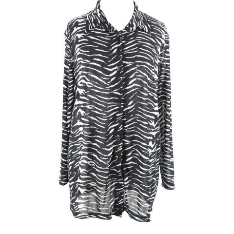 Shore Shapes NEW Sz 1X Black White Zebra Print Polyester Blend Coverup Top