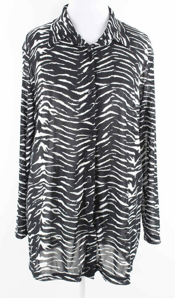 Shore Shapes NEW Sz 1X Black White Zebra Print Polyester Blend Coverup Top