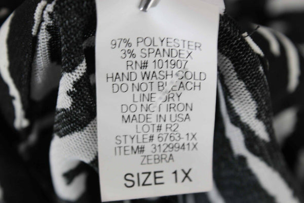 Shore Shapes NEW Sz 1X Black White Zebra Print Polyester Blend Coverup Top