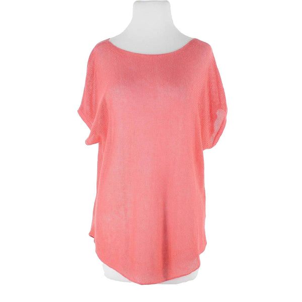 Eileen Fisher Sz SP Coral Pink Knit 100% Organic Linen Casual Top