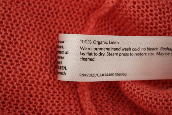 Eileen Fisher Sz SP Coral Pink Knit 100% Organic Linen Casual Top
