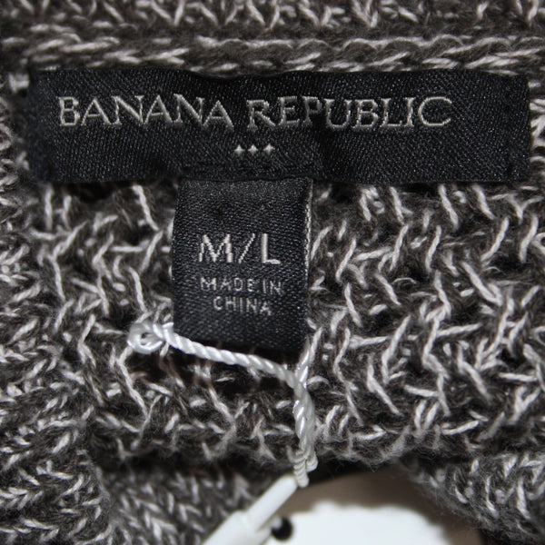 Banana Republic Wrap Sweater NEW Sz M/L Brown White Knit 100% Cotton Sweater