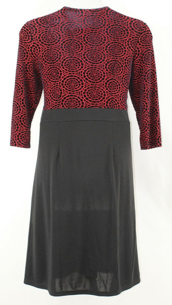 Serengeti Sz L Black Red Flocked Faux Wrap Top Nylon Spandex Poly Dress