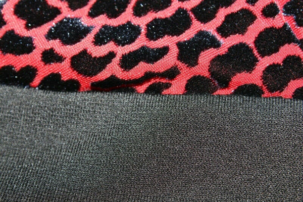 Serengeti Sz L Black Red Flocked Faux Wrap Top Nylon Spandex Poly Dress