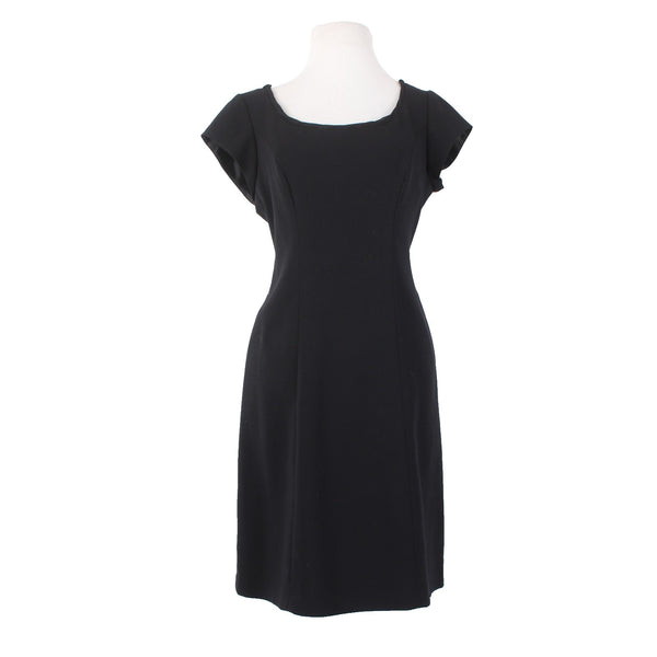 Cabi Dress Sz 10 Black Lined Zipper Round Neck Knee Length Polyester Rayon Dress