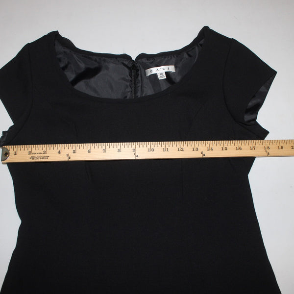 Cabi Dress Sz 10 Black Lined Zipper Round Neck Knee Length Polyester Rayon Dress