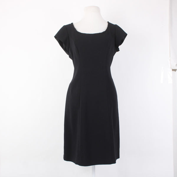 Cabi Dress Sz 10 Black Lined Zipper Round Neck Knee Length Polyester Rayon Dress