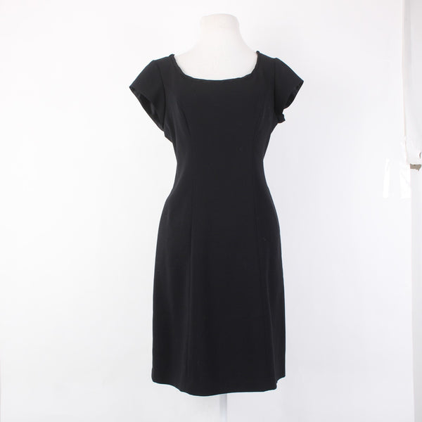 Cabi Dress Sz 10 Black Lined Zipper Round Neck Knee Length Polyester Rayon Dress