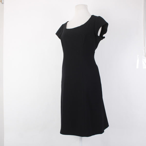 Cabi Dress Sz 10 Black Lined Zipper Round Neck Knee Length Polyester Rayon Dress