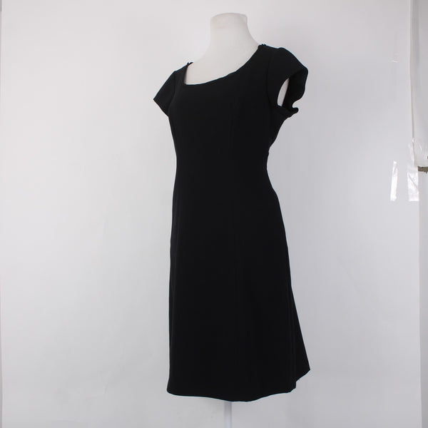 Cabi Dress Sz 10 Black Lined Zipper Round Neck Knee Length Polyester Rayon Dress