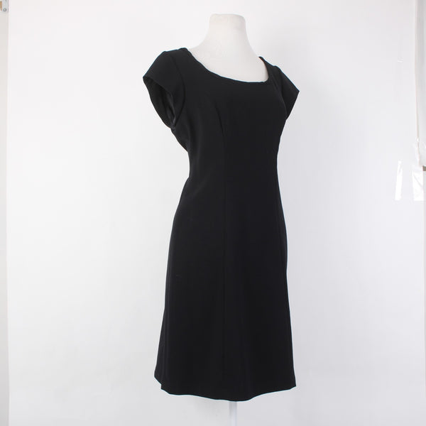 Cabi Dress Sz 10 Black Lined Zipper Round Neck Knee Length Polyester Rayon Dress