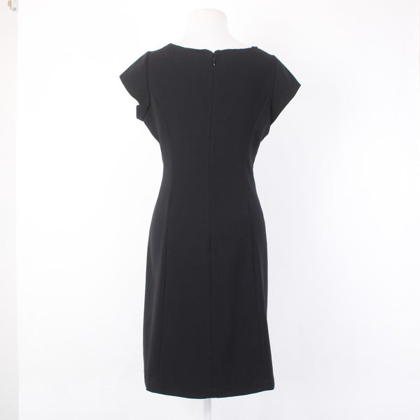 Cabi Dress Sz 10 Black Lined Zipper Round Neck Knee Length Polyester Rayon Dress