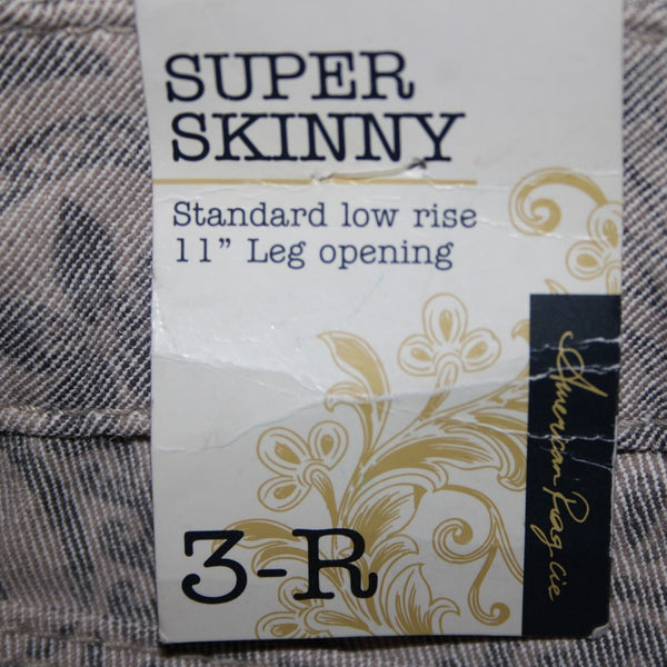 American Rag NEW Sz 3 x 31 Tan Black Floral Super Skinny Low Rise Cotton Pant