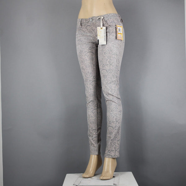 American Rag NEW Sz 3 x 31 Tan Black Floral Super Skinny Low Rise Cotton Pant