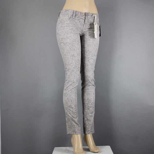 American Rag NEW Sz 3 x 31 Tan Black Floral Super Skinny Low Rise Cotton Pant