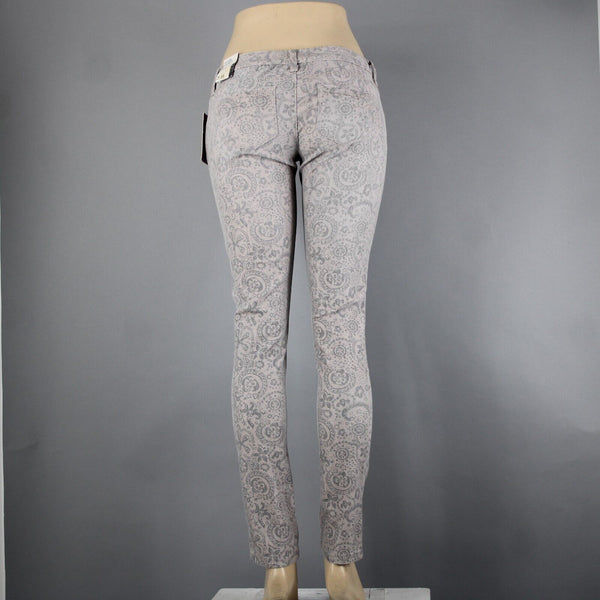 American Rag NEW Sz 3 x 31 Tan Black Floral Super Skinny Low Rise Cotton Pant