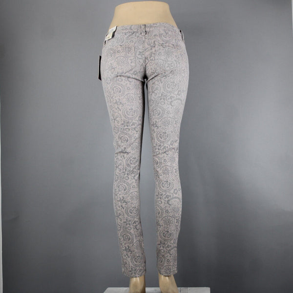 American Rag NEW Sz 3 x 31 Tan Black Floral Super Skinny Low Rise Cotton Pant