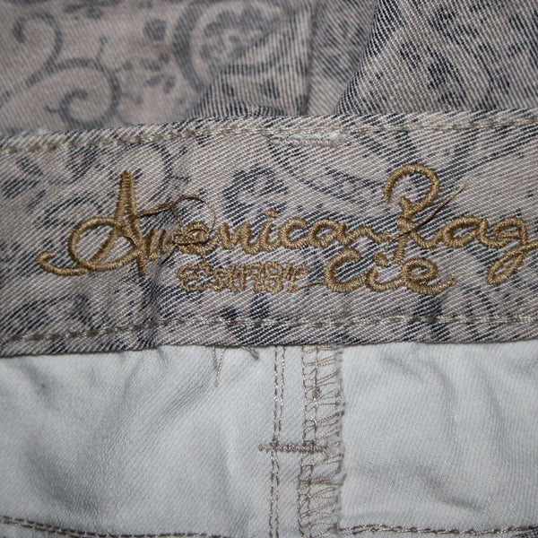 American Rag NEW Sz 3 x 31 Tan Black Floral Super Skinny Low Rise Cotton Pant