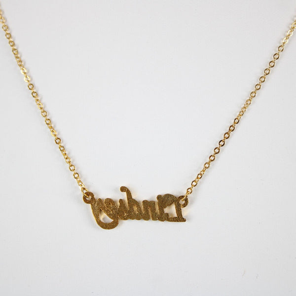 LINDSEY NEW Name Goldtone Rhinestone Accent 14.5" w 4.5" Multi Ring Ext Necklace