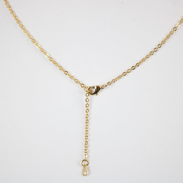 LINDSEY NEW Name Goldtone Rhinestone Accent 14.5" w 4.5" Multi Ring Ext Necklace