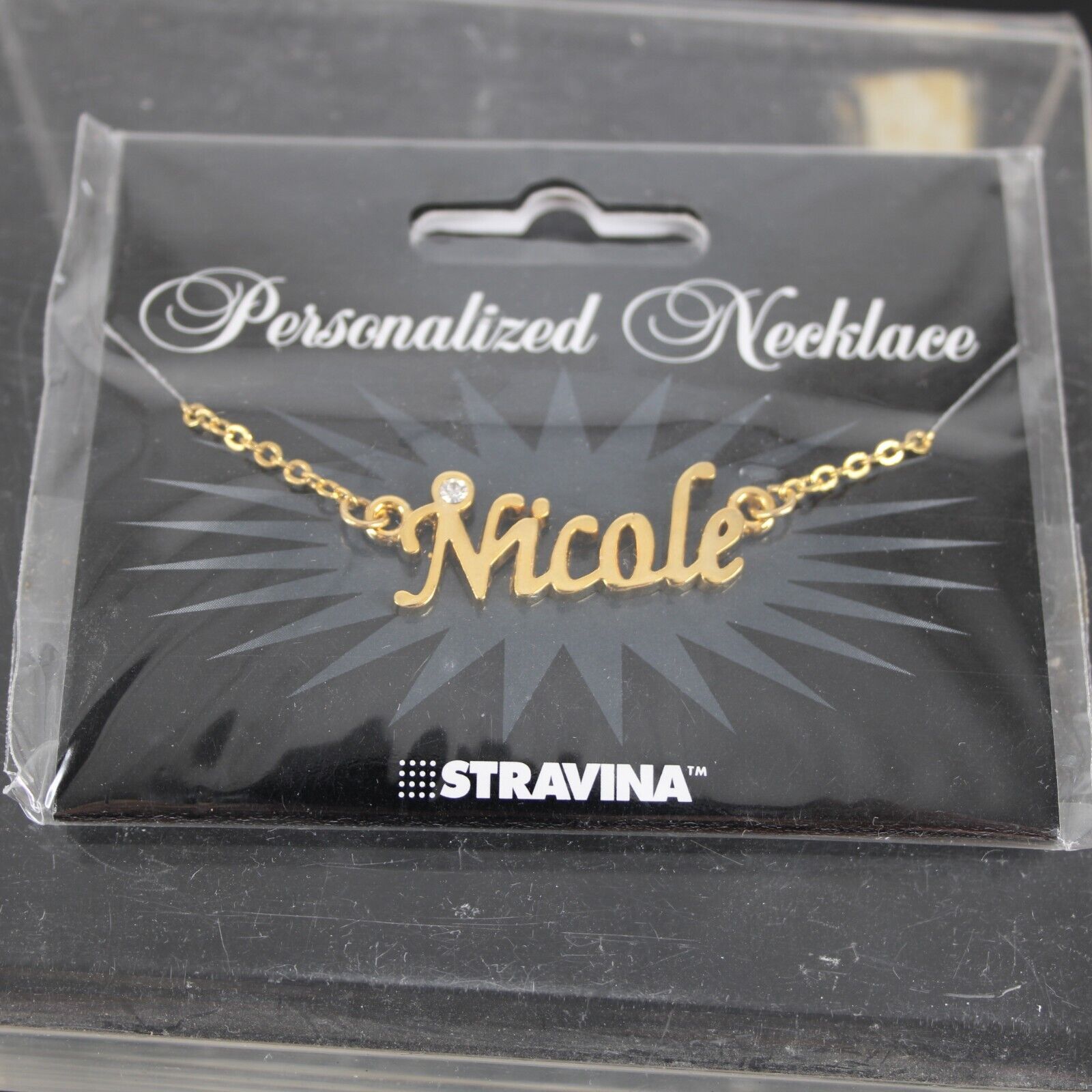 NICOLE NEW Name Goldtone Rhinestone Accent 14.5" w 4.5" Multi Ring Ext Necklace