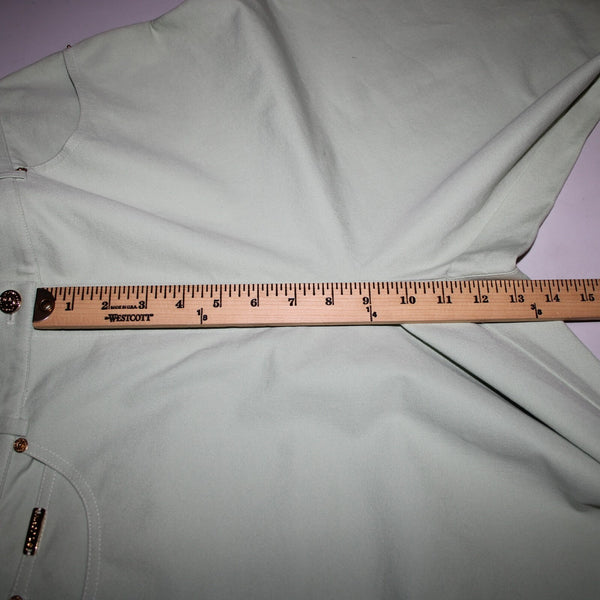 St John Sport Sz 16 x 35 Mint Green Pockets Straight Leg Cotton Lycra Jeans