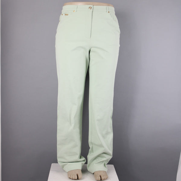St John Sport Sz 16 x 35 Mint Green Pockets Straight Leg Cotton Lycra Jeans