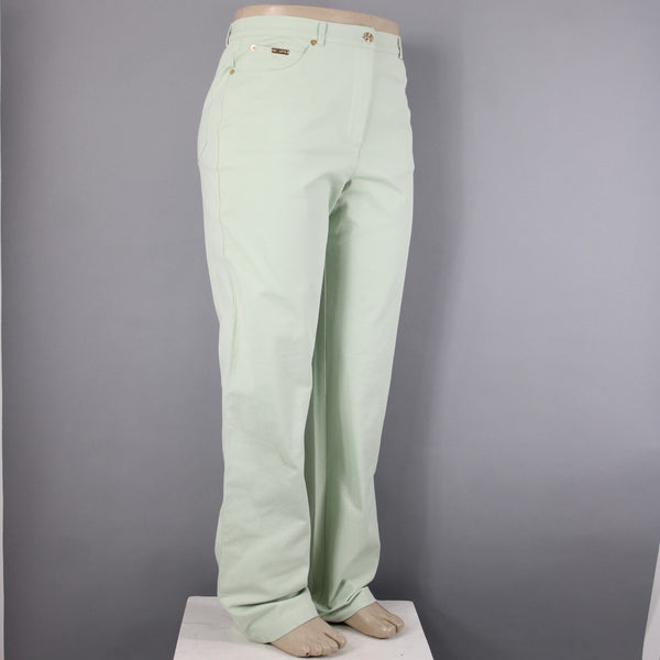 St John Sport Sz 16 x 35 Mint Green Pockets Straight Leg Cotton Lycra Jeans