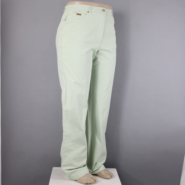 St John Sport Sz 16 x 35 Mint Green Pockets Straight Leg Cotton Lycra Jeans