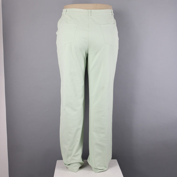 St John Sport Sz 16 x 35 Mint Green Pockets Straight Leg Cotton Lycra Jeans