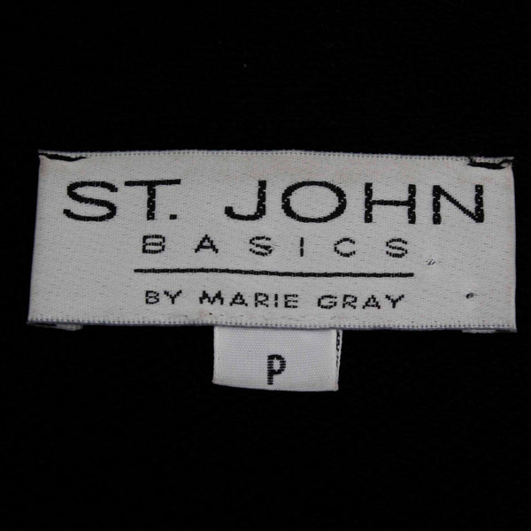 St John Sz P Black Open Front Pockets Epaulets Santana Knit Cardigan