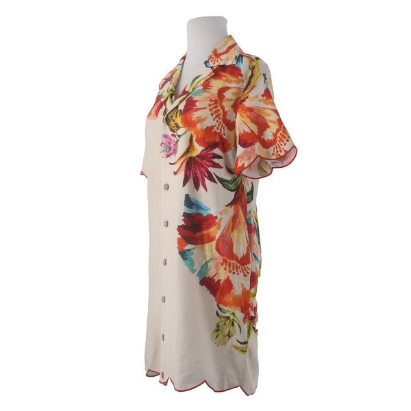 Anthropology Dress Farm NEW $228 Sz XS Cream Multi Colored Buttons Linen Dress