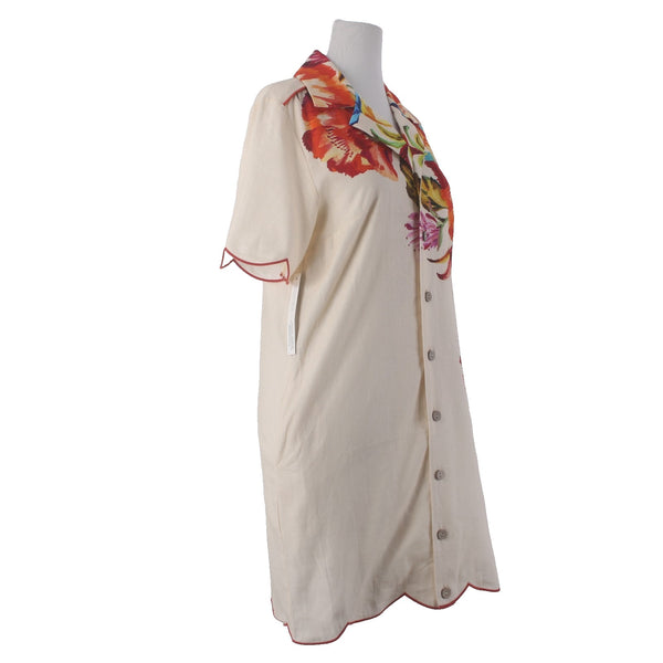 Anthropology Dress Farm NEW $228 Sz XS Cream Multi Colored Buttons Linen Dress