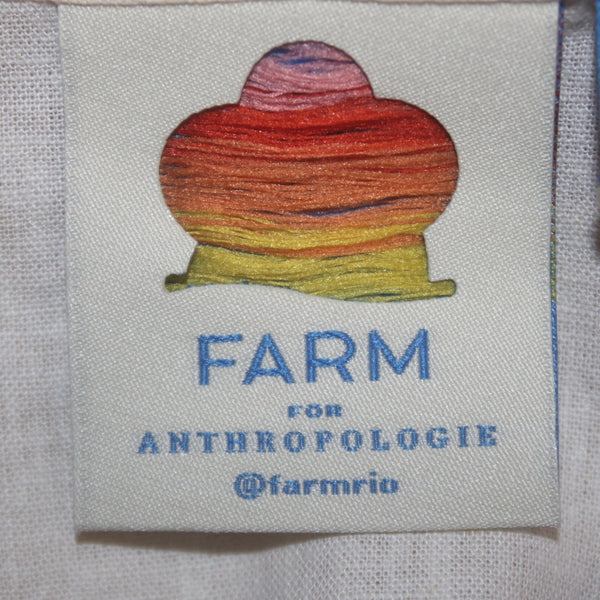 Anthropology Dress Farm NEW $228 Sz XS Cream Multi Colored Buttons Linen Dress