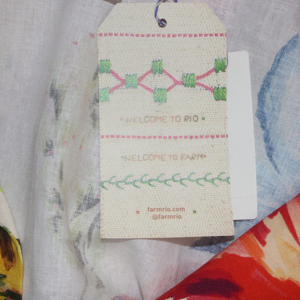 Anthropology Dress Farm NEW $228 Sz XS Cream Multi Colored Buttons Linen Dress