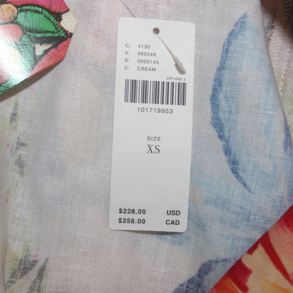 Anthropology Dress Farm NEW $228 Sz XS Cream Multi Colored Buttons Linen Dress