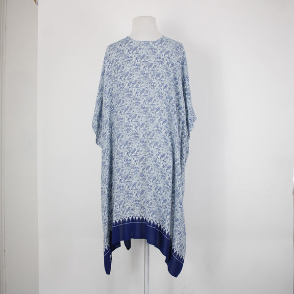 Cabi Sz One Size Blue Light Blue Beach Theme Asymm 100% Viscose Wrap Sweater