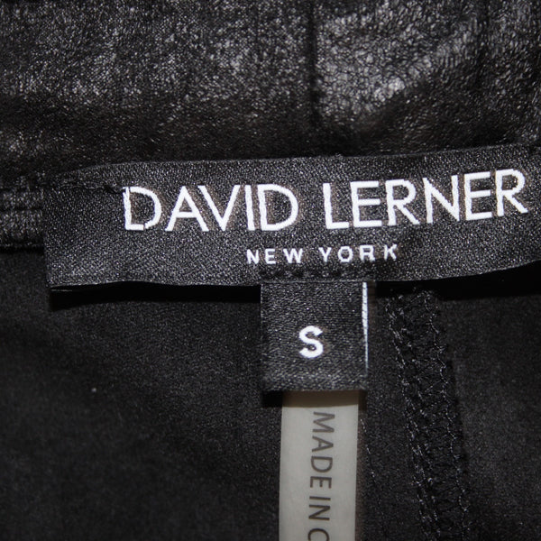 David Lerner AW Capri Pant Sz S x 26 Black Faux Leather Polyurethane AW Capri