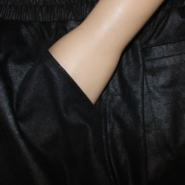 David Lerner AW Capri Pant Sz S x 26 Black Faux Leather Polyurethane AW Capri
