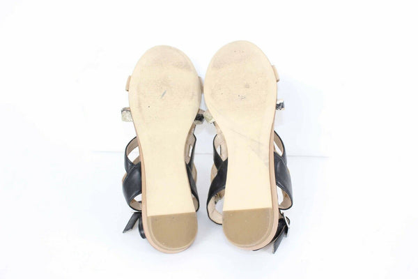 Calvin Klein Selina 6.5M Tan Black Snake Flat Strappy Vegan Leather Sandal