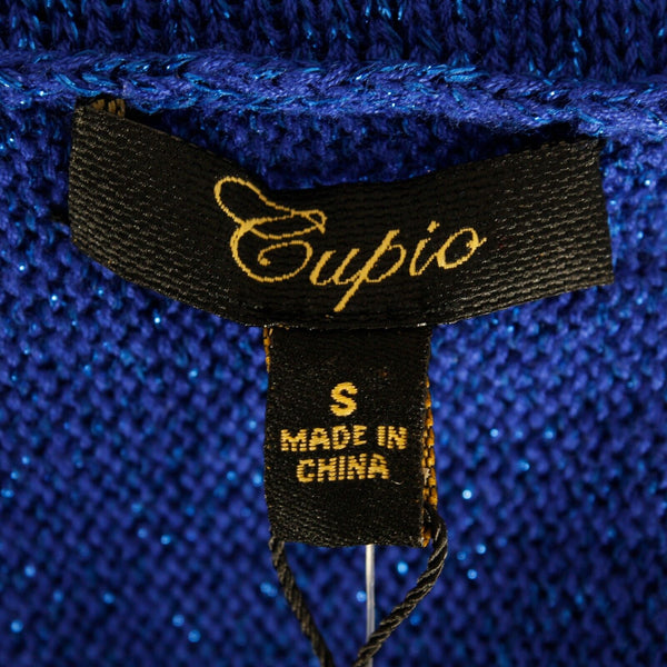 Cupio NEW Sz S Shimmer Royal Blue Cowl Neck Sleeveless Rayon Blend Knit Tunic