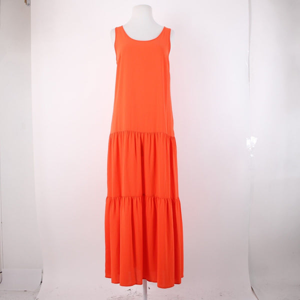 Elizabeth And James Sz XS Orange Sheer Tiered Side Zip Long 100% Polyester Dress