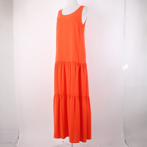 Elizabeth And James Sz XS Orange Sheer Tiered Side Zip Long 100% Polyester Dress