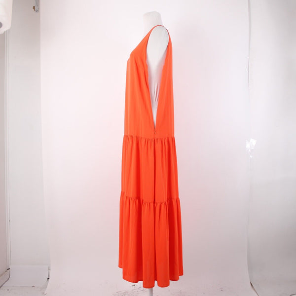 Elizabeth And James Sz XS Orange Sheer Tiered Side Zip Long 100% Polyester Dress