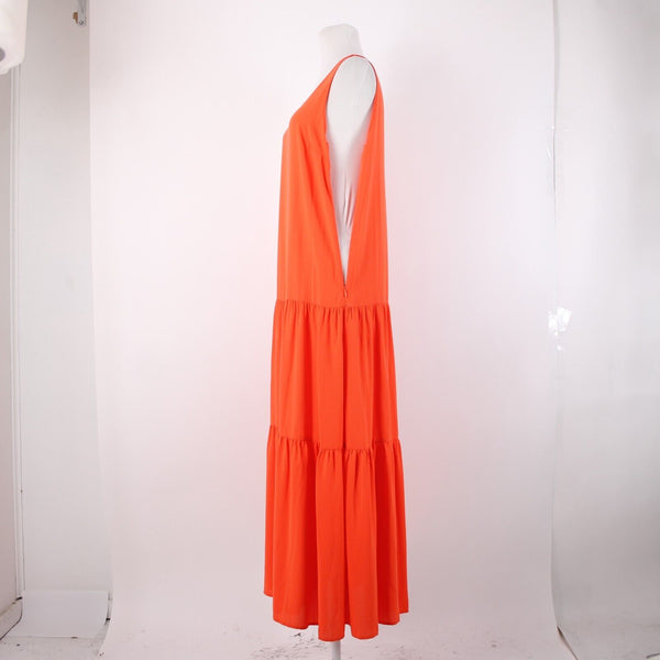 Elizabeth And James Sz XS Orange Sheer Tiered Side Zip Long 100% Polyester Dress