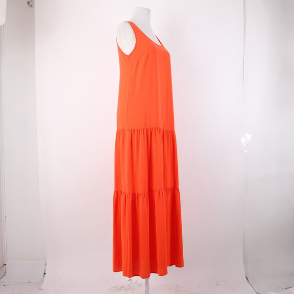 Elizabeth And James Sz XS Orange Sheer Tiered Side Zip Long 100% Polyester Dress
